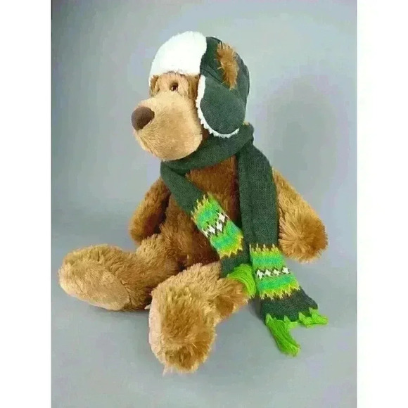 Mary Meyer Brown Bear Trapper Winter Hat and Scarf 18" Plush Stuffed Animal 2008 - Picture 3 of 11